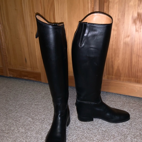 Vogel custom dress boots pull on calfskin w/ gusset 6-1/2-7 WIDE CALF black - Picture 3 of 15